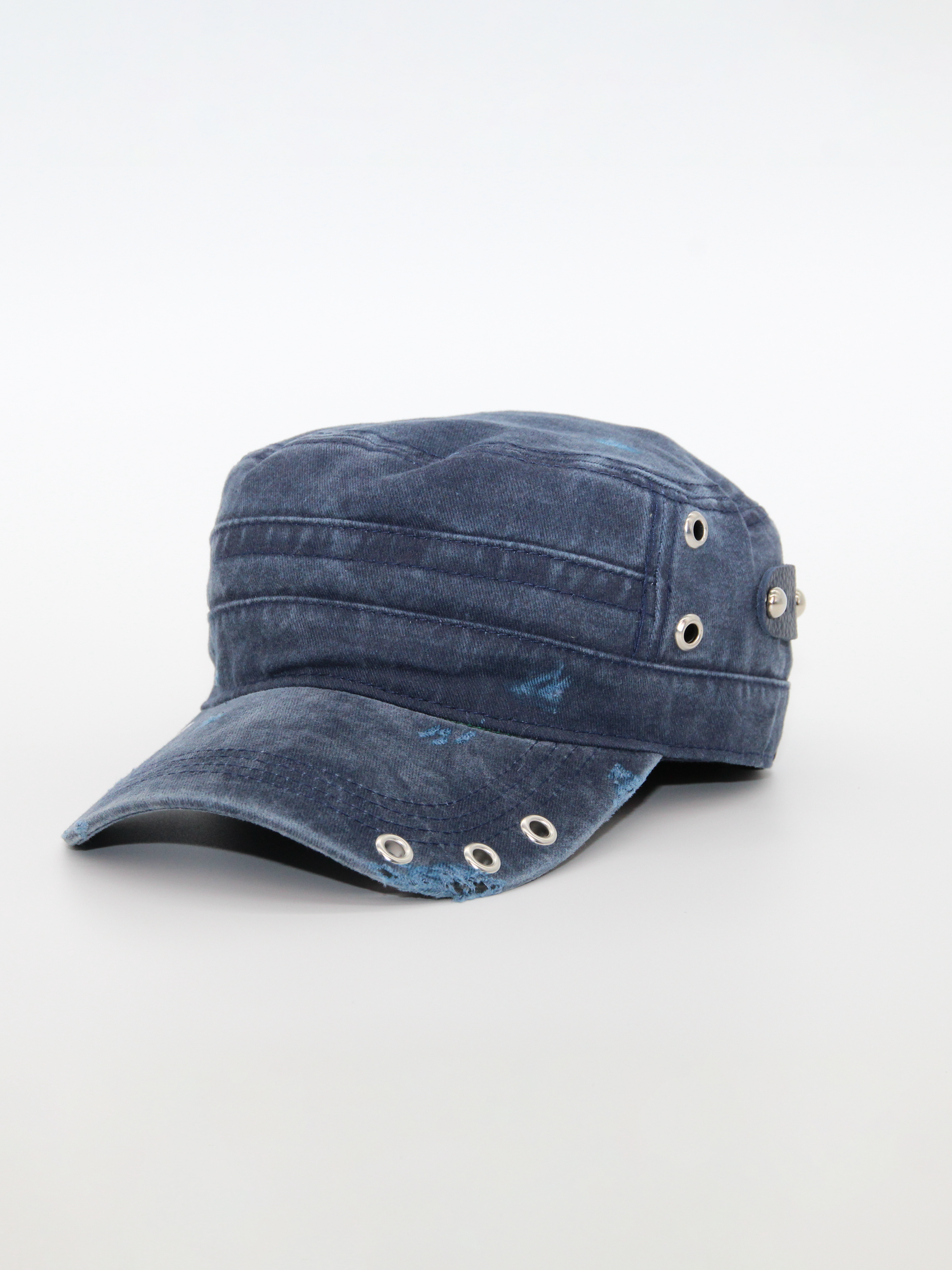 Military Cap in Faded Indigo