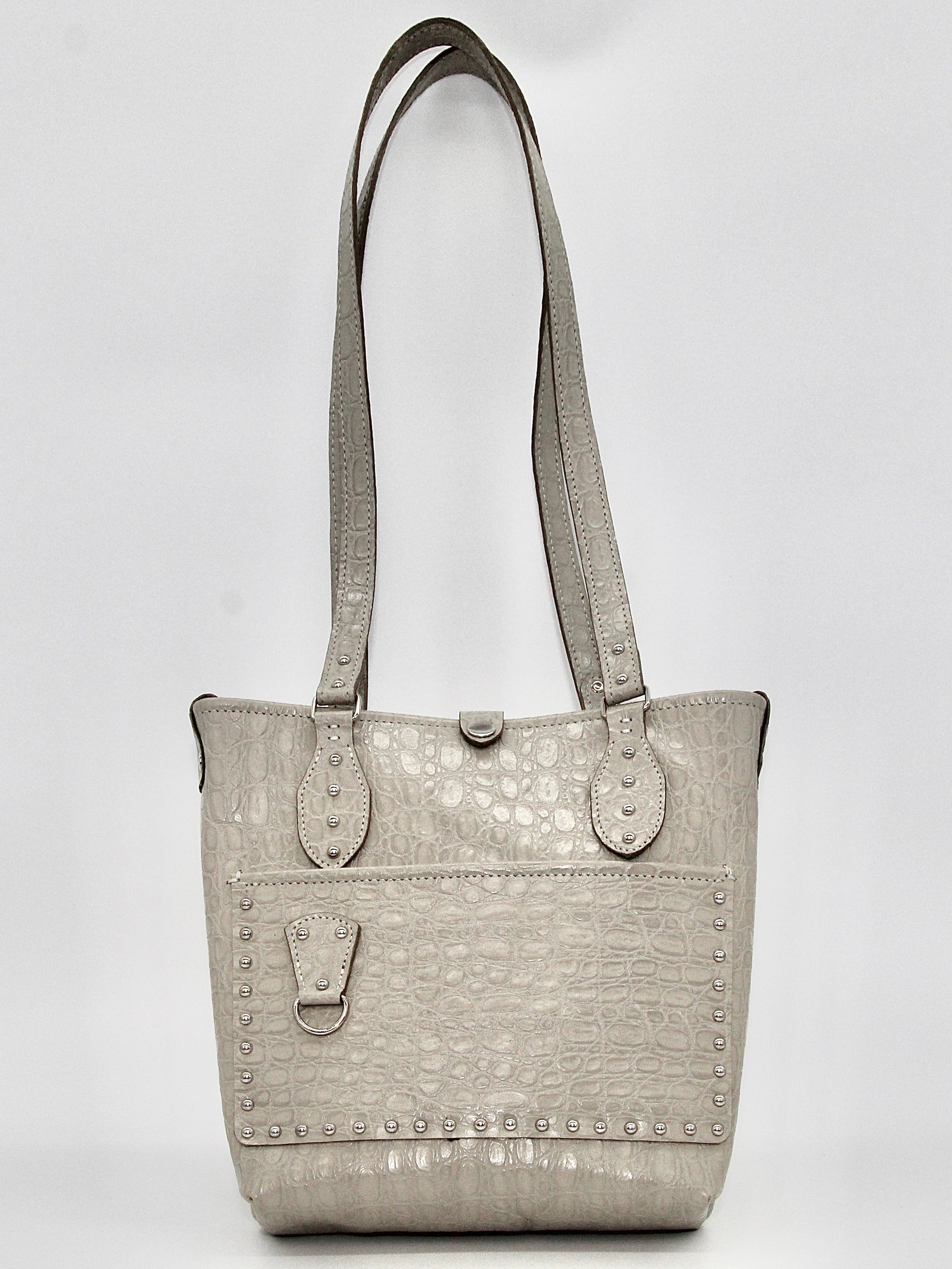 Shopper Tote in Grey Croc
