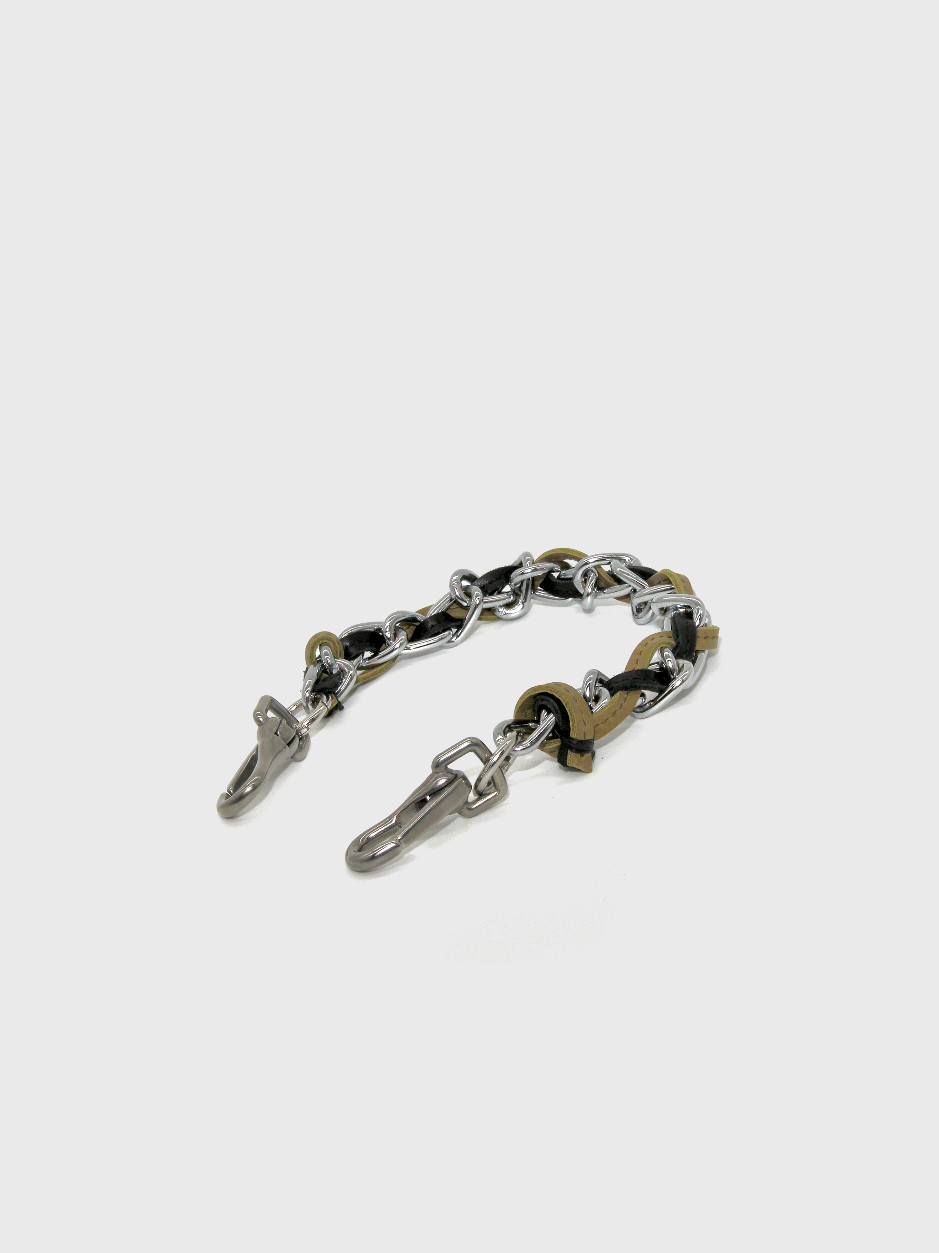 Leather-Interlaced Chain in Green/Black Size 1