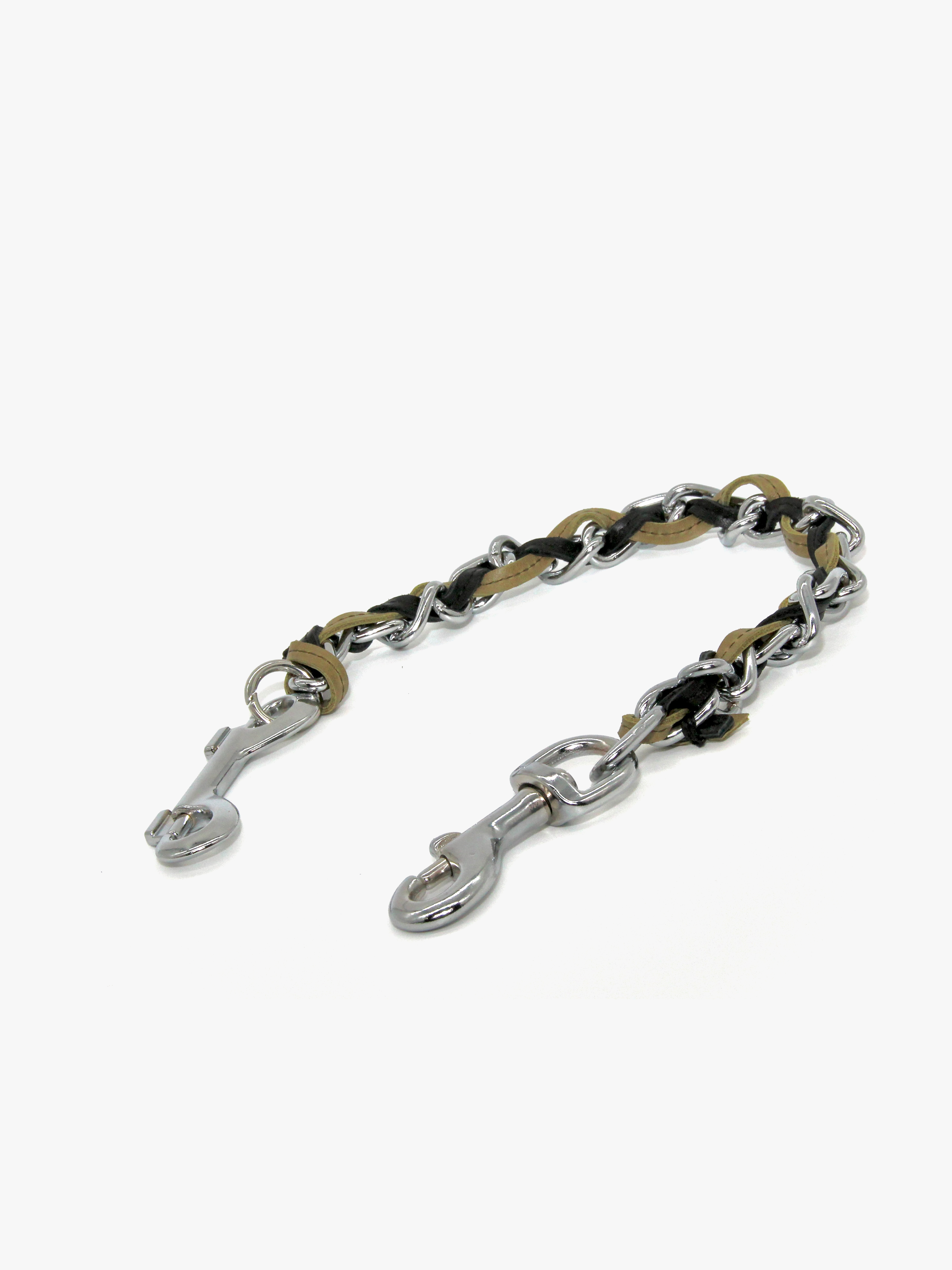 Leather-Interlaced Chain in Green/Black Size 2