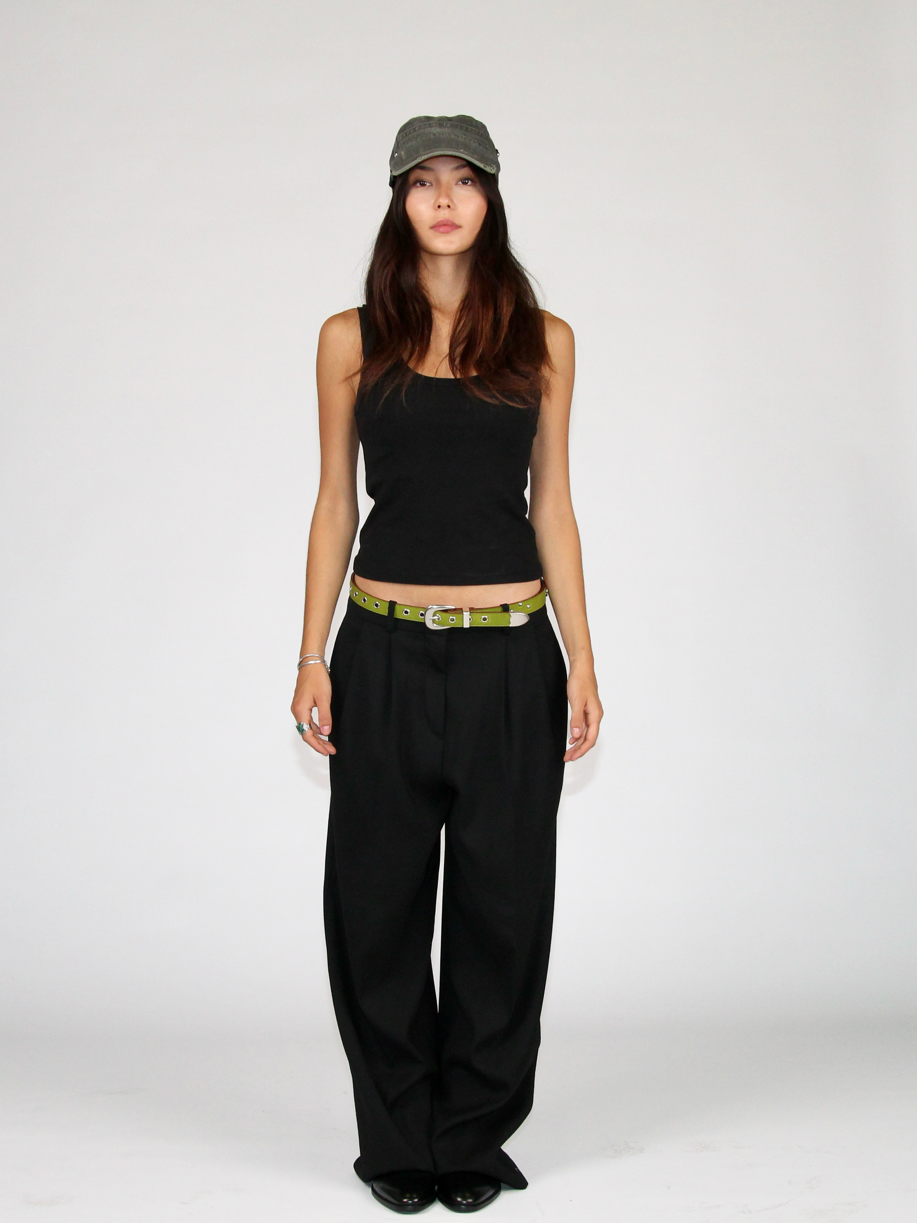 Studded Rotation Belt in Green Basil