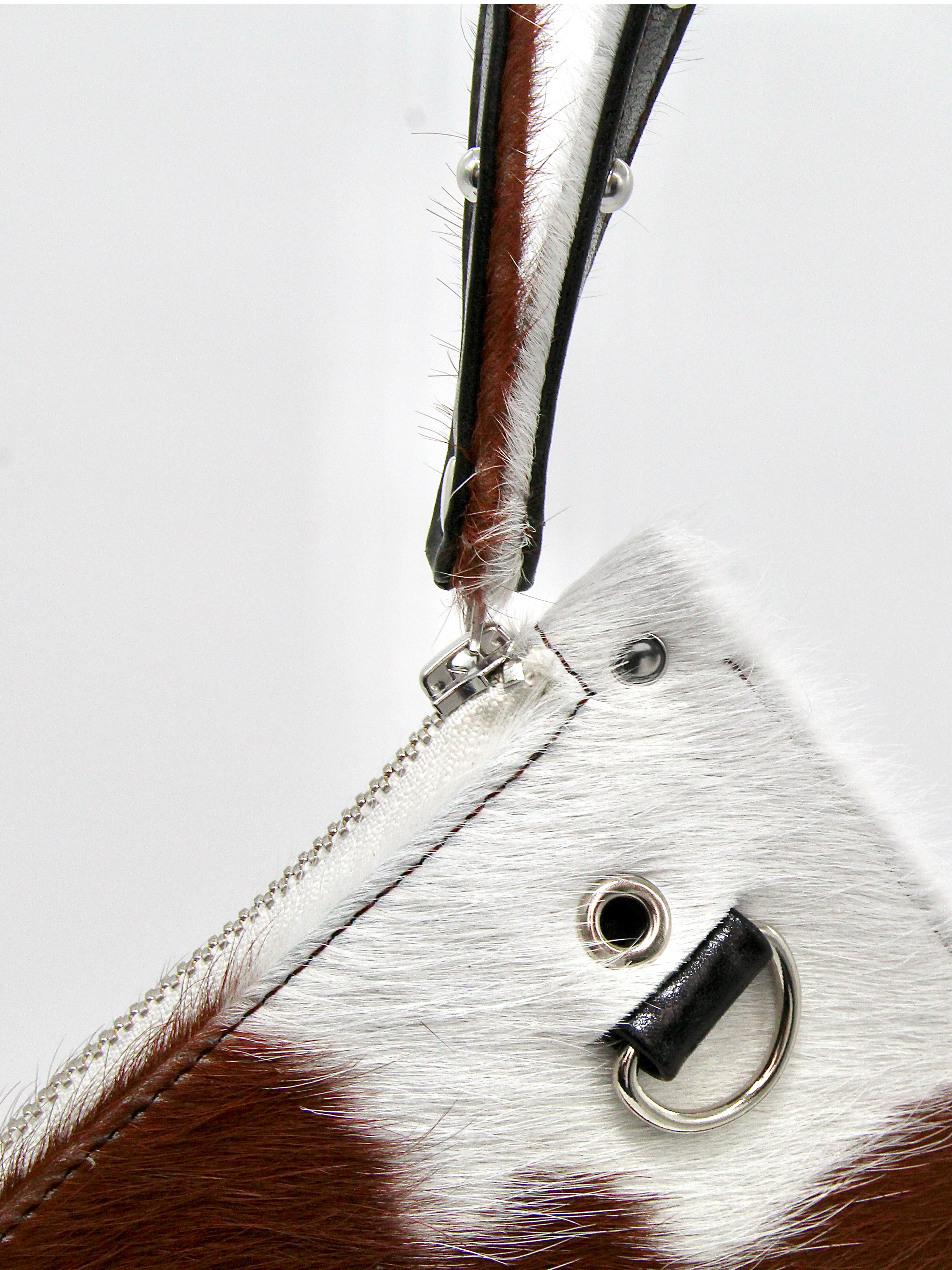 Convertible Pouch in Hairy Brown/White