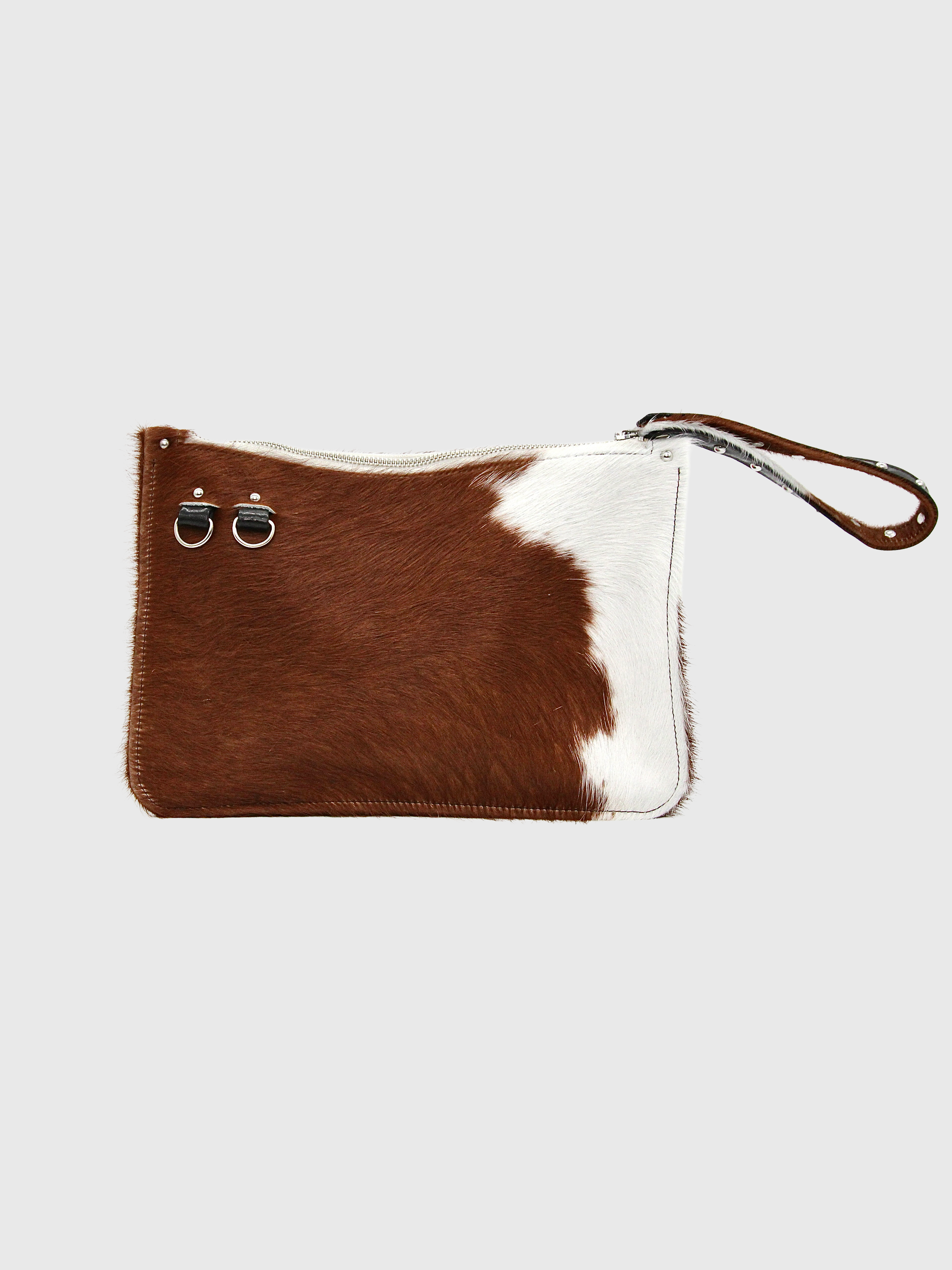 Convertible Pouch in Hairy Brown/White