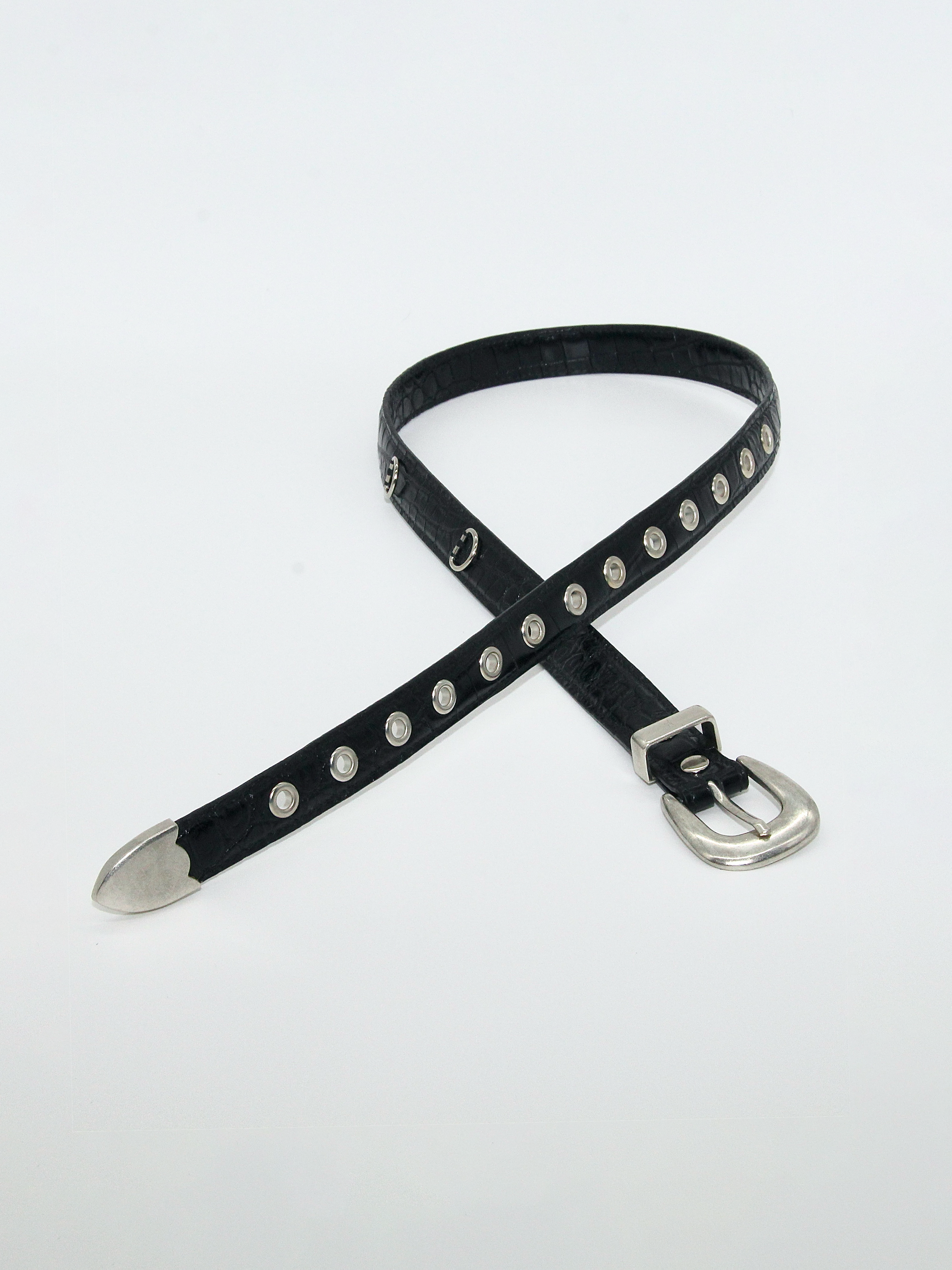 Rotation Belt in Black Croc