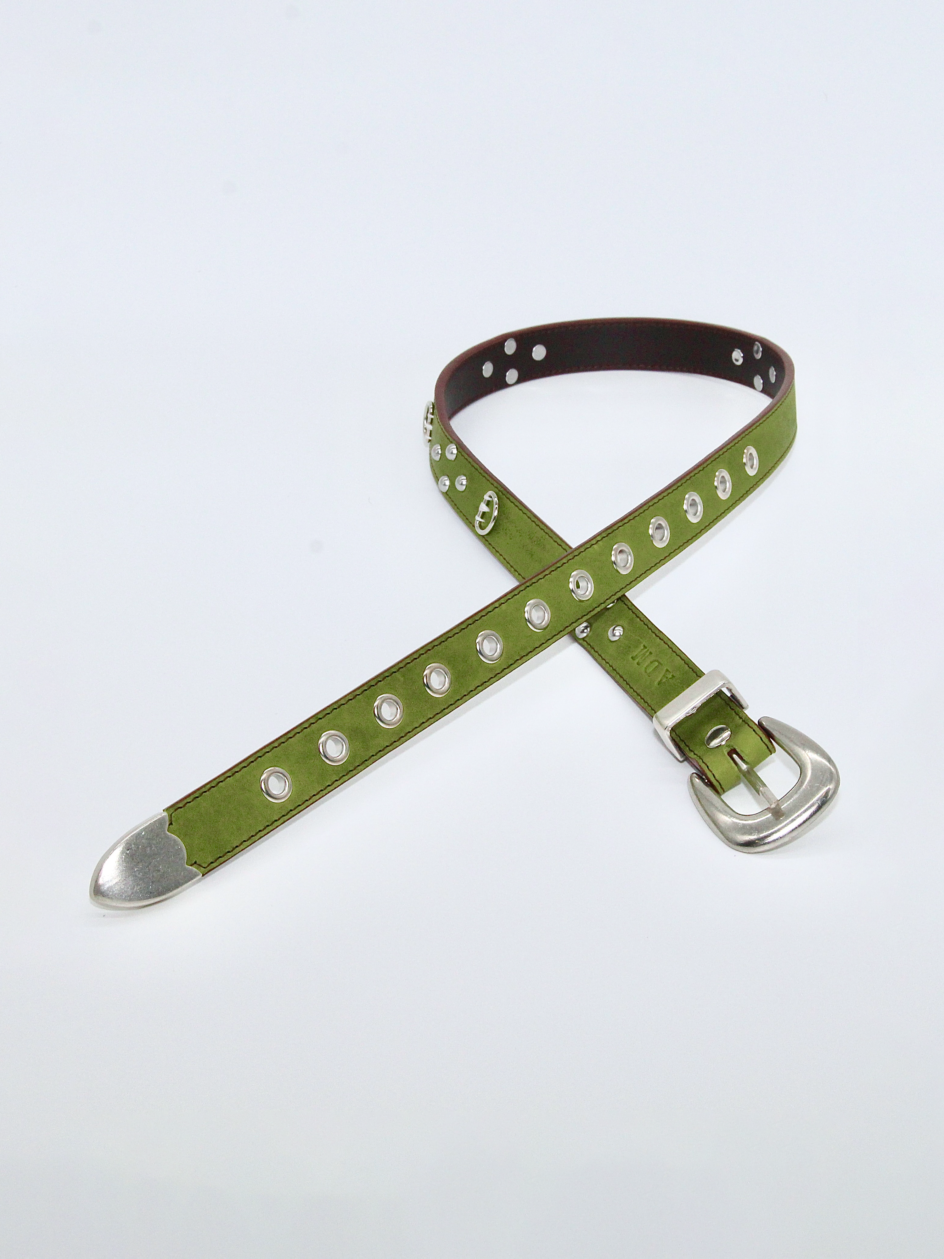 Studded Rotation Belt in Green Basil