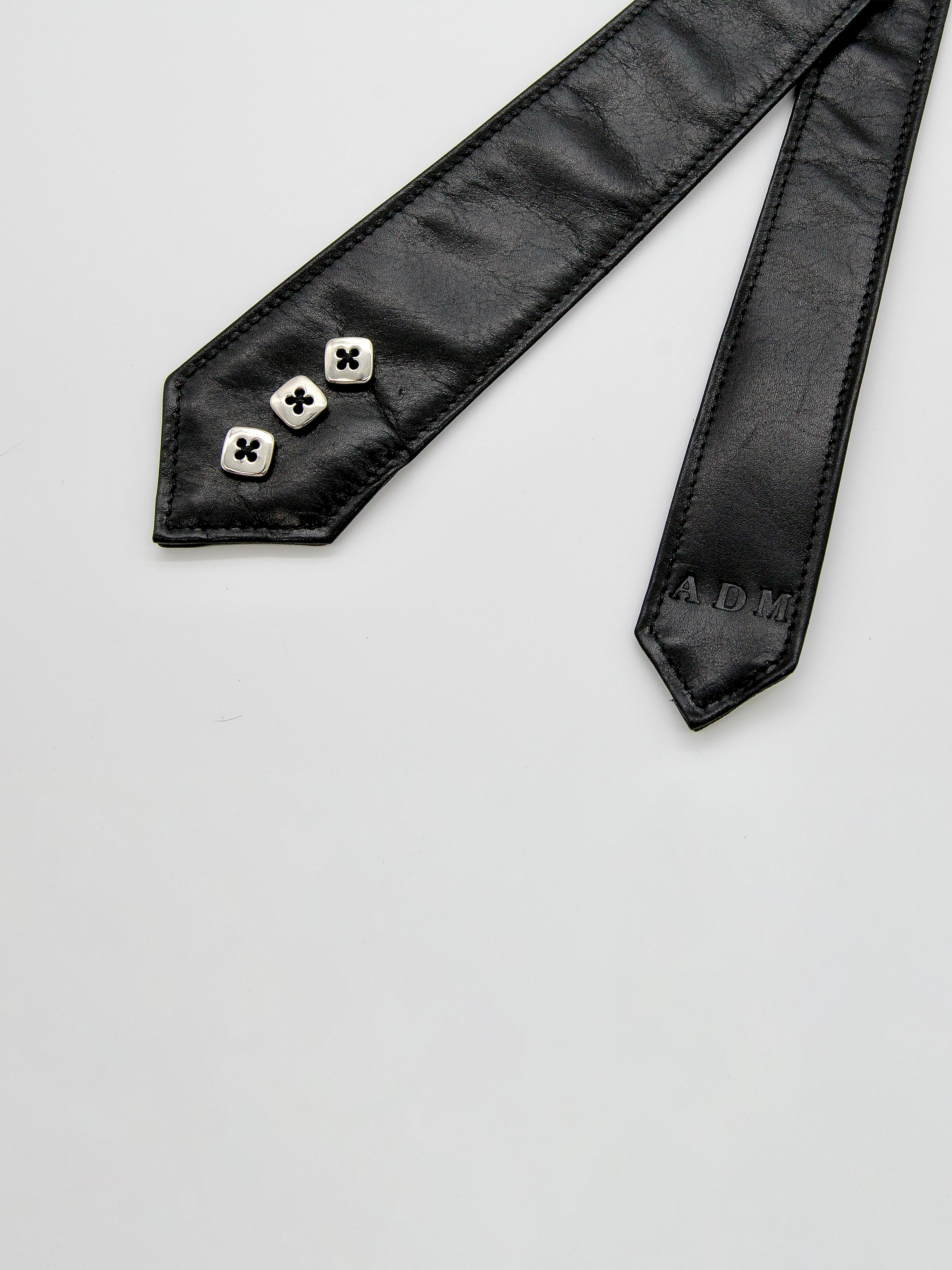 Chrome Square Button Tie Black