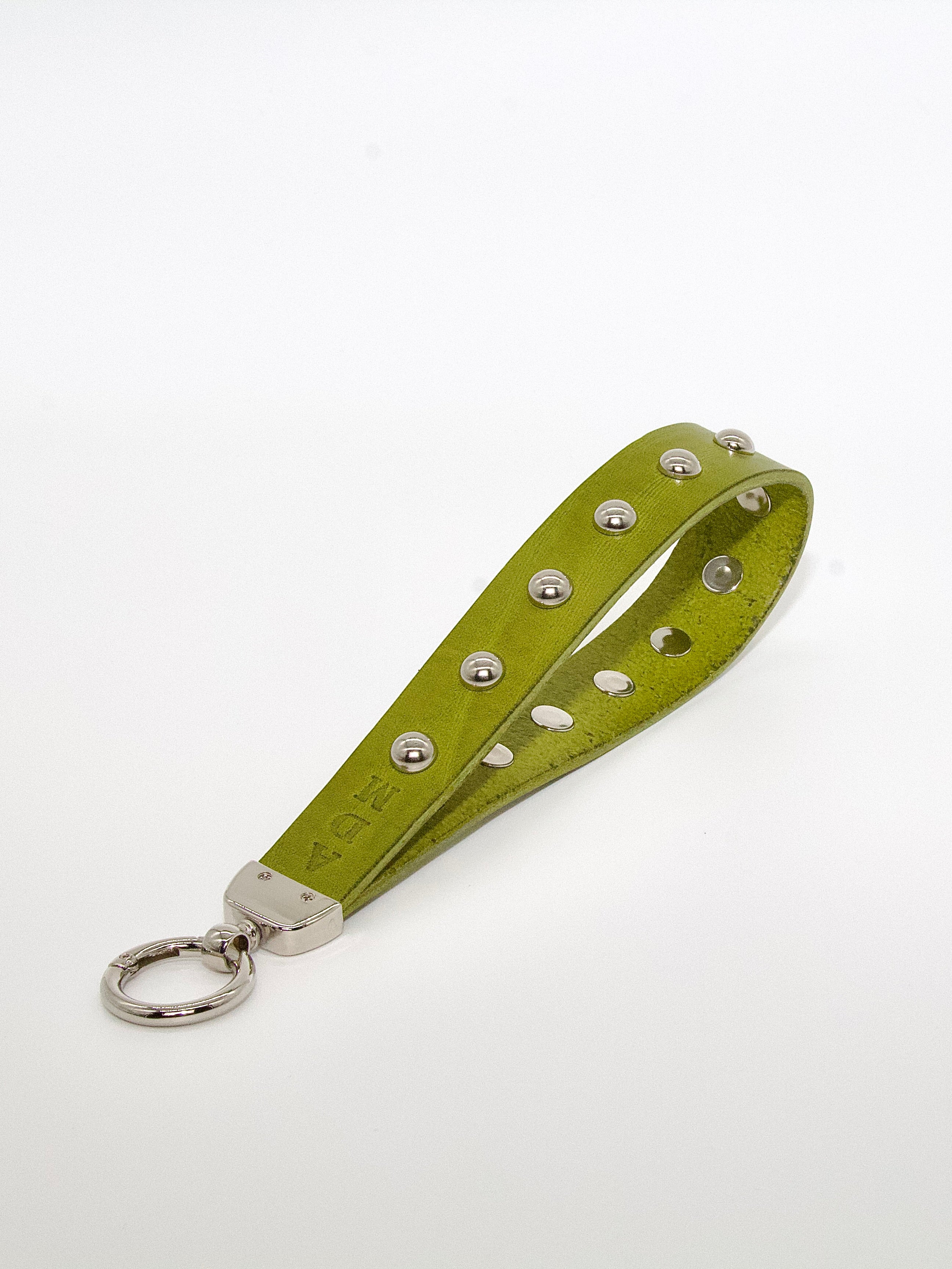 Studded Keychain in Green Basil Size 2