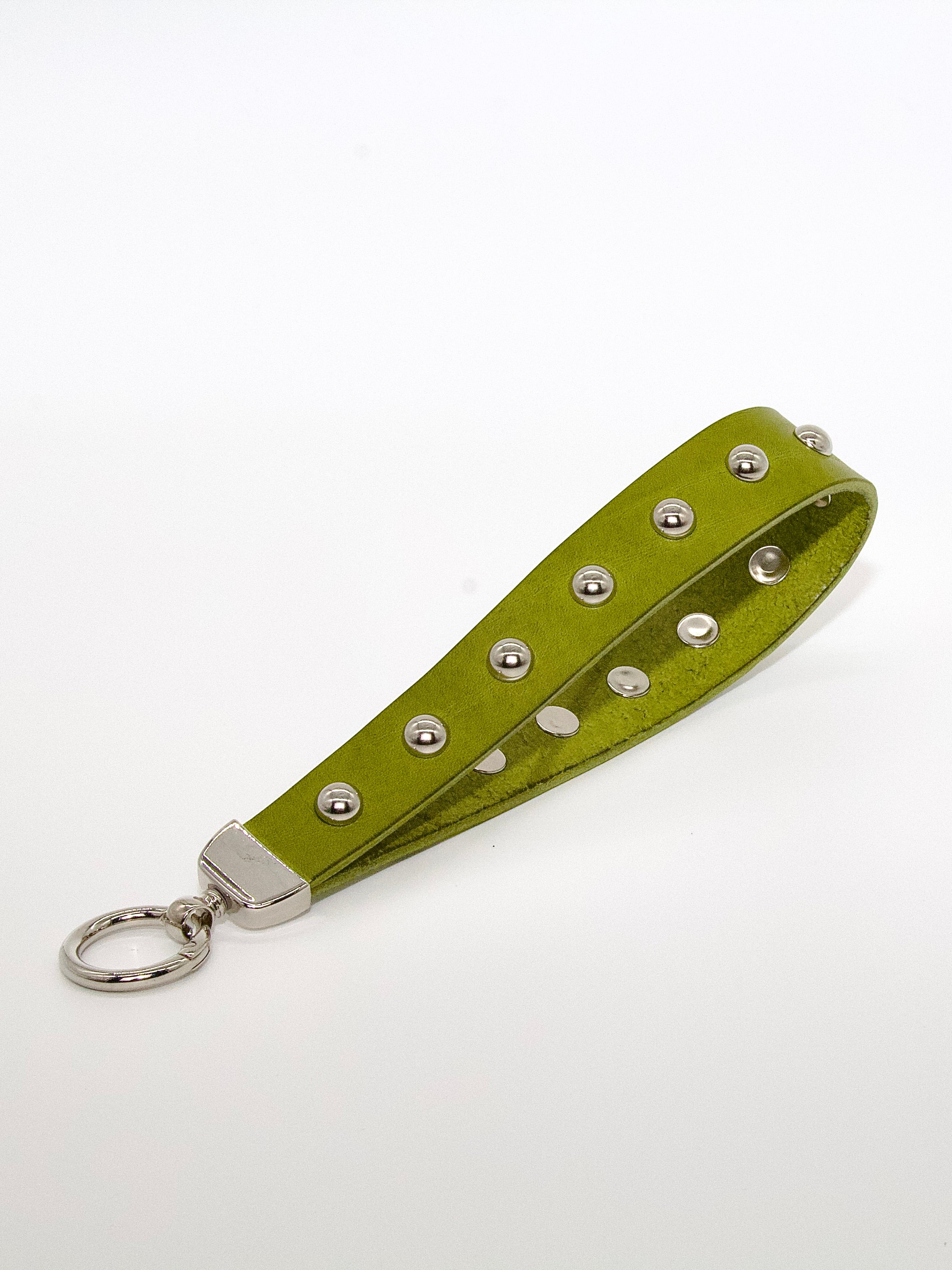 Studded Keychain in Green Basil Size 2