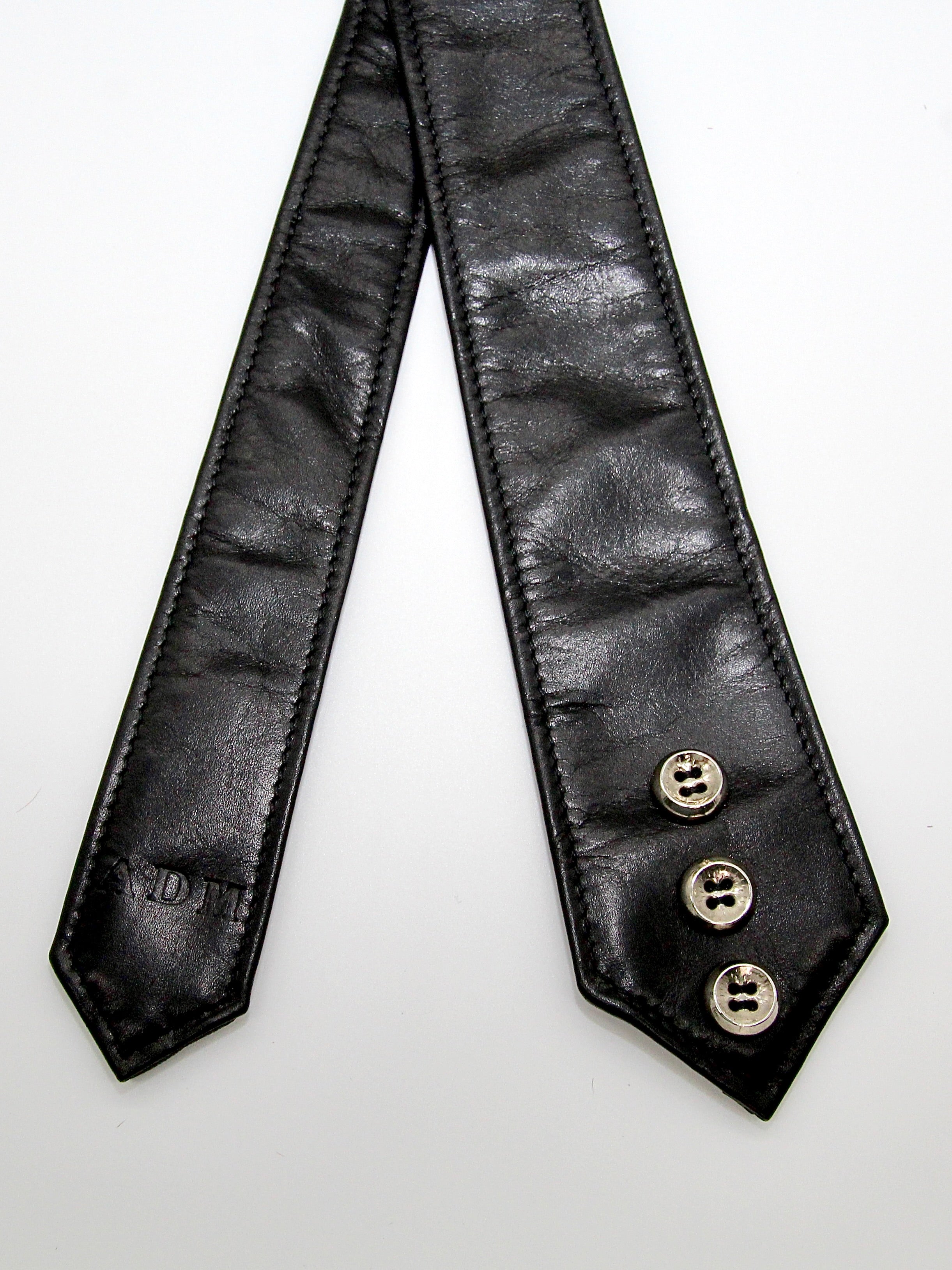 Chrome Round Button Tie Black