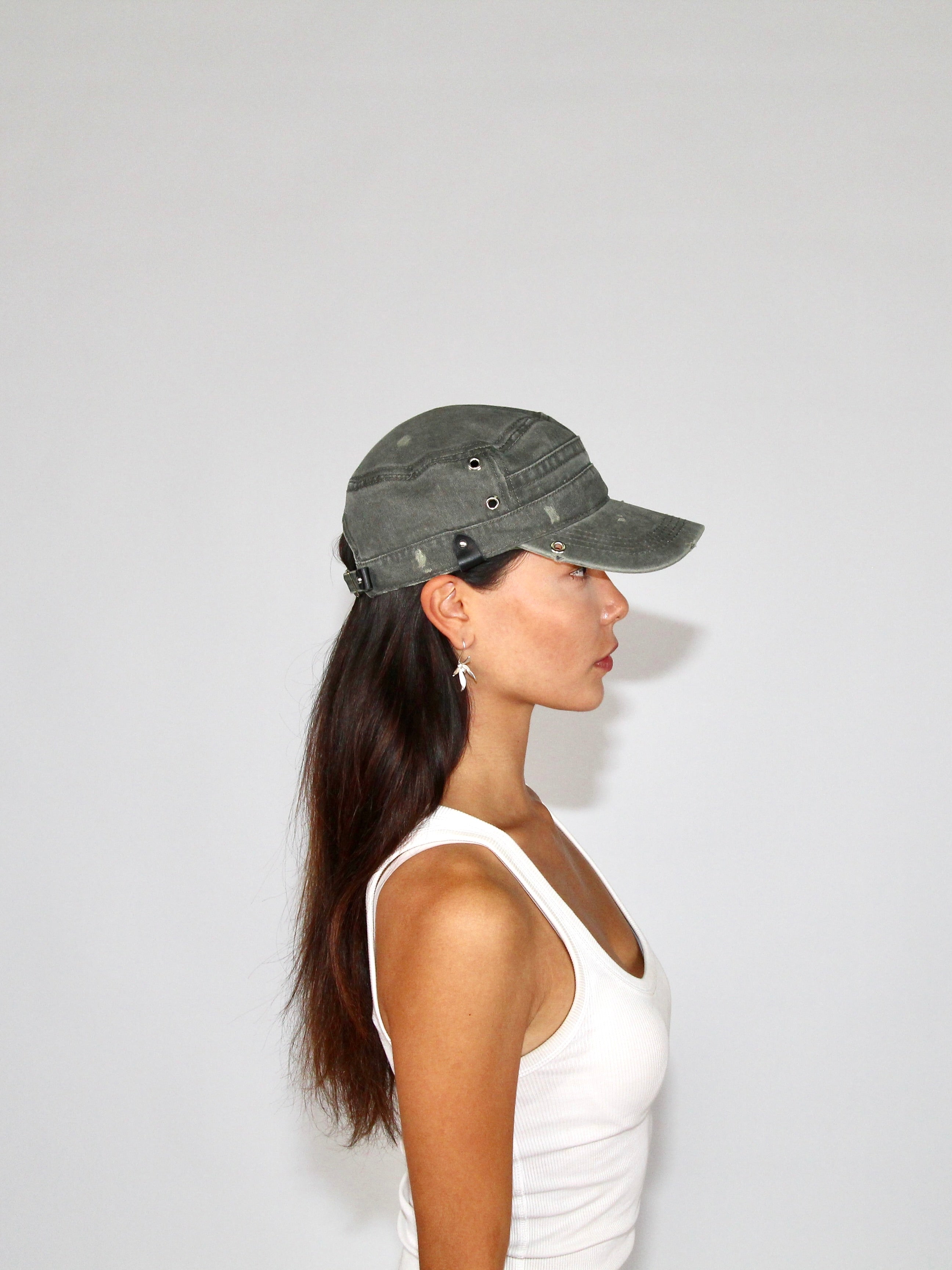Military Cap in Ash Grey
