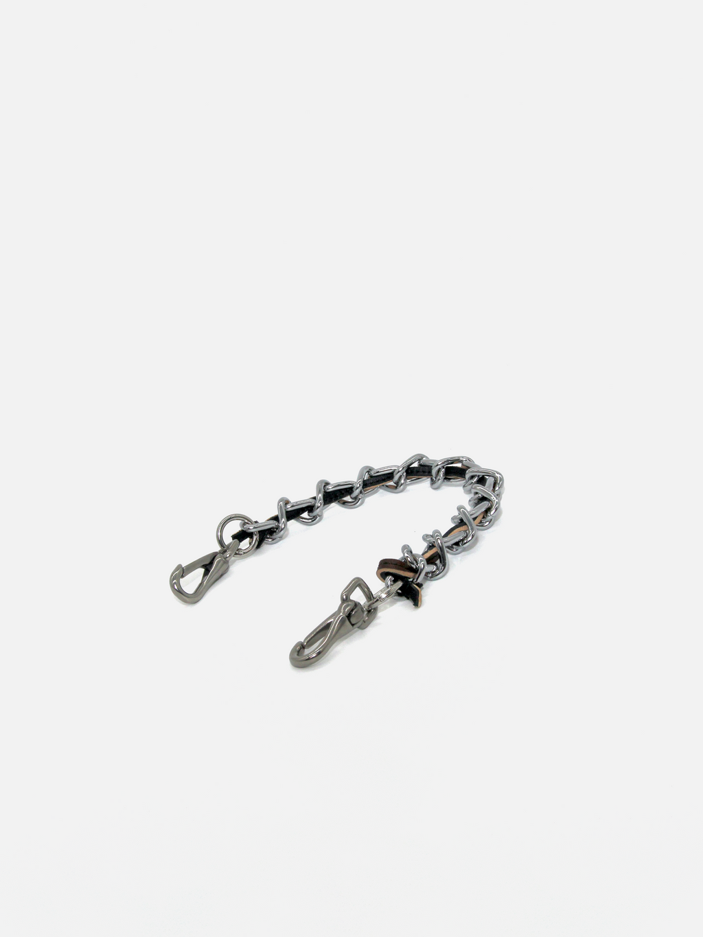 Leather-Interlaced Chain in Black/Brown Size 1