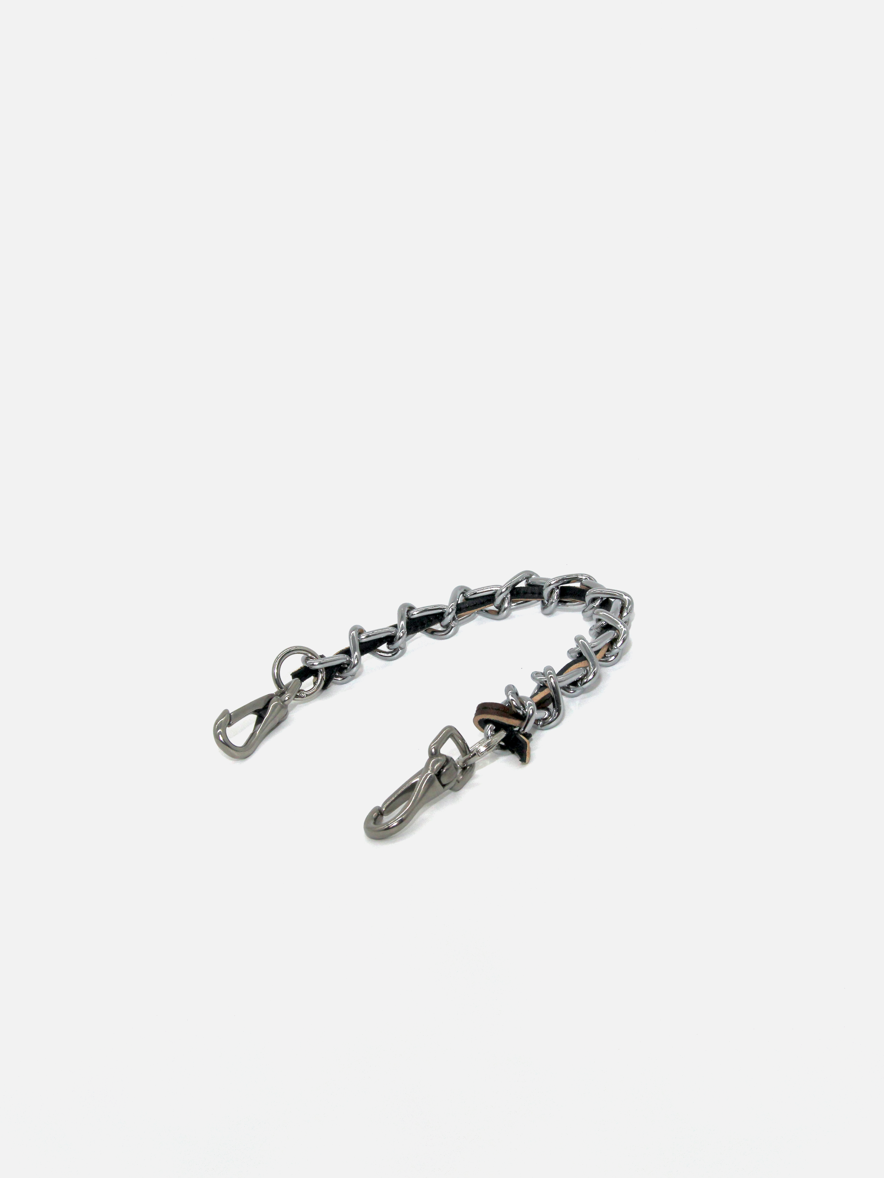 Leather-Interlaced Chain in Black/Brown Size 1