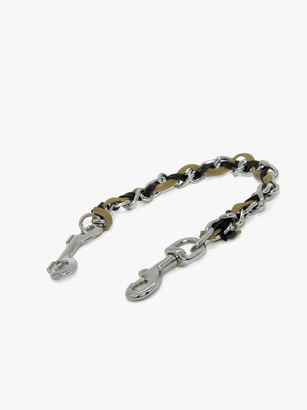 Leather-Interlaced Chain in Green/Black Size 2