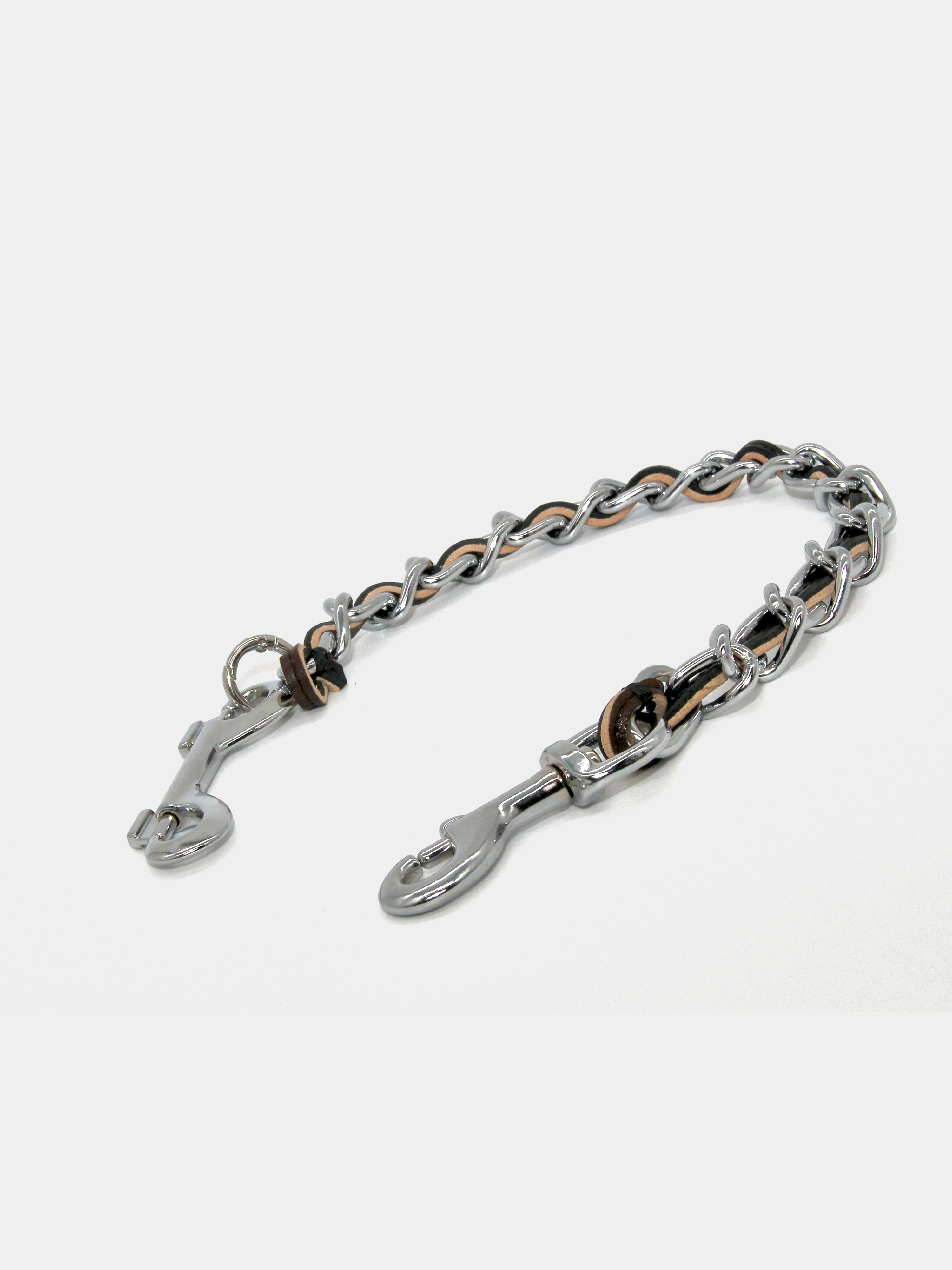 Leather-Interlaced Chain in Brown/Black Size 2