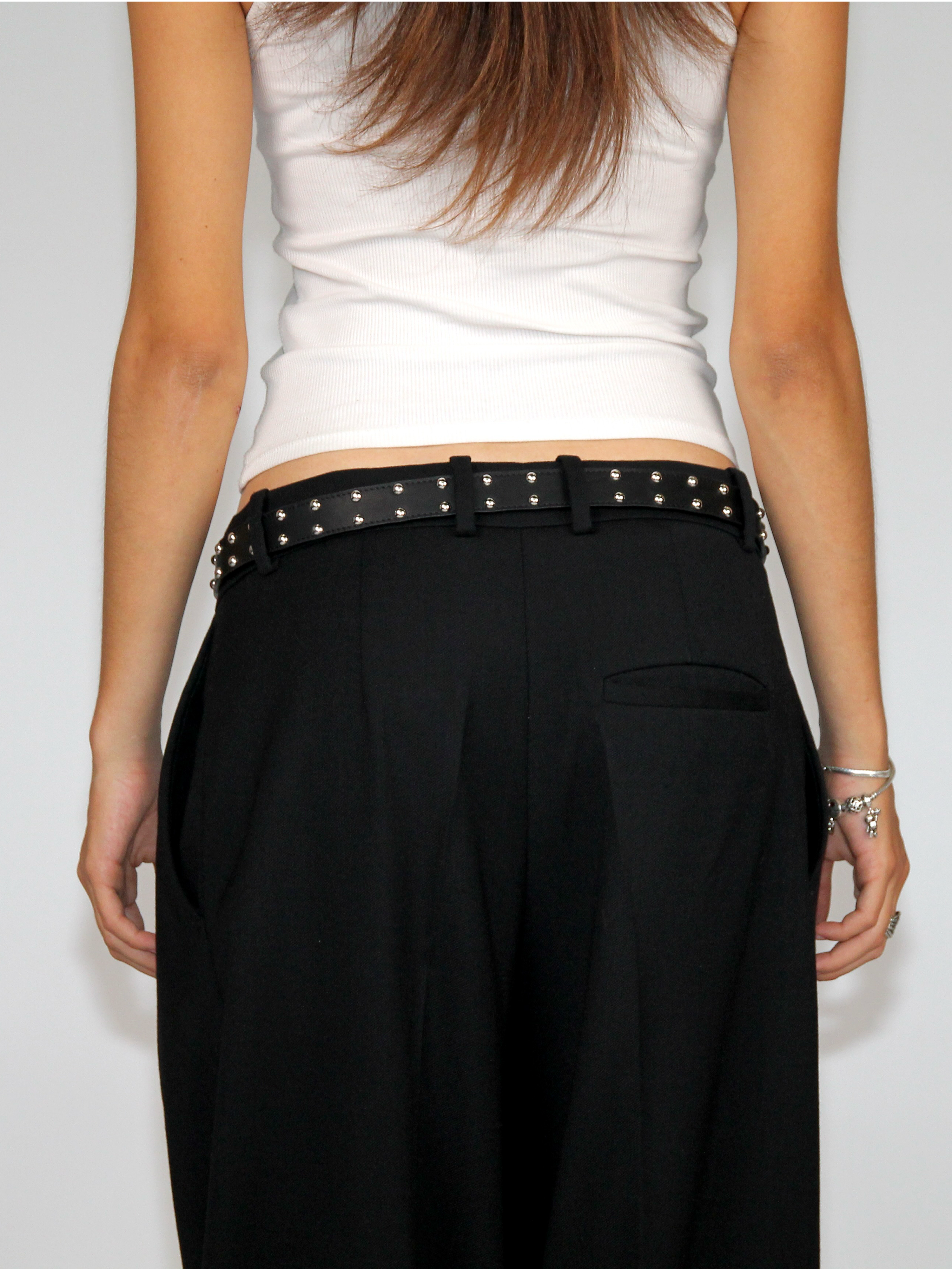Chrome Pearl Belt in Black